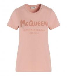 Alexander McQueen Light Pink Logo Print T-Shirt