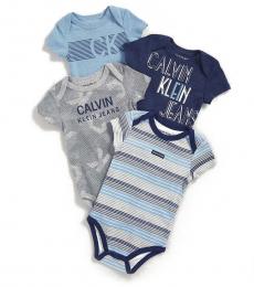 Calvin Klein 4 Piece Logo Bodysuit Set (Baby Boys)