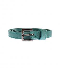 Dolce & Gabbana Green Silver Buckle Logo Belt