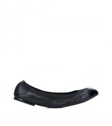 Tory Burch Black Leather Cap Toe Ballerinas