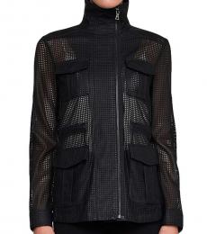 BCBGMaxazria Black Faux Leather Open Back Jacket