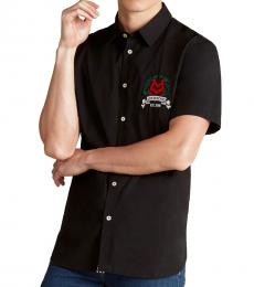 Love Moschino Black Embroidered Crest Woven Shirt
