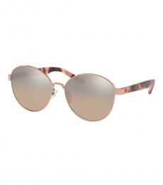 Tory Burch Shiny Rose Gold Round Gradient Sunglasses