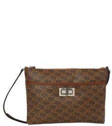 Karl Lagerfeld Brown/Khaki Agyness Medium Crossbody