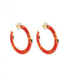 Tory Burch Sweet Tangerine T-Stripe Hoop Earrings