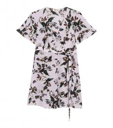 Diane Von Furstenberg Light Purple Kathy Floral Wrap Silk Dress