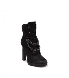 Karl Lagerfeld Black Victoria Lace-Up Booties