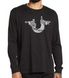 True Religion Black Stacked Logo Long Sleeve T-Shirt