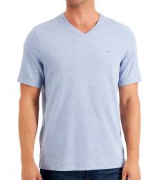 Michael Kors Light Blue Solid V-Neck T-Shirt
