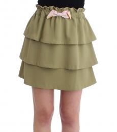 Cavalli Class Green Ruffled Mini Skirt
