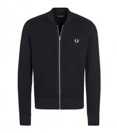 Fred Perry Black Logo Embroidery Knitted Cardigan