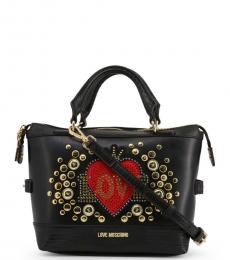 Love Moschino Black Embellished Medium Satchel
