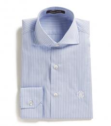 Roberto Cavalli Light Blue Pinstripe Dress Shirt
