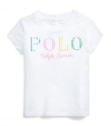 Ralph Lauren Baby Girls White Logo T-Shirt