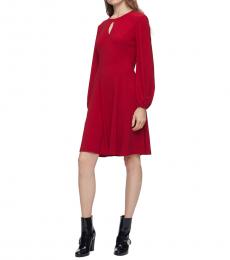 Calvin Klein Scarlet Solid Keyhole Shift Dress