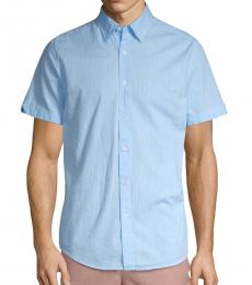 Ben Sherman Light Blue Polka Dot Short-Sleeve Shirt