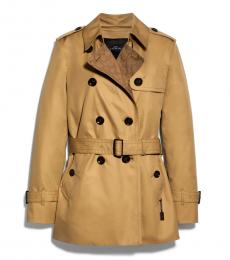 Coach Classic Khaki Signature Lapel Short Trench Coat