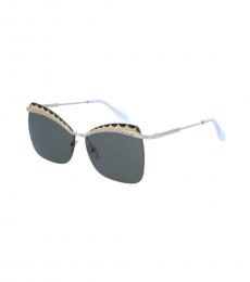 Alexander McQueen Silver-Smoke Cat Eye Sunglasses