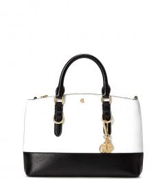 Ralph Lauren White/Black Colorblock Small Satchel
