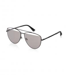 McQ Alexander McQueen Black Aviator Logo Sunglasses
