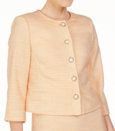Karl Lagerfeld Peach Embellished-Button Tweed Jacket