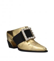 Gold Tex Strass Leather Clogs