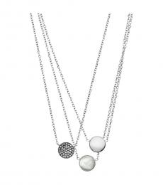 Silver Three Interlocking Charm Necklace