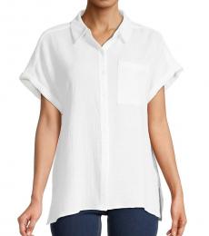 White Textured Short-Sleeve Shirt