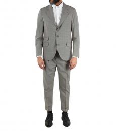 Brunello Cucinelli Grey  Wool  Cotton Vichy 2-Button Suit