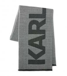 Karl Lagerfeld Grey Logo Blanket Scarf