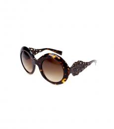 Dolce & Gabbana Dark Brown Havana Round Sunglasses