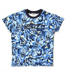 Little Boys Blue Printed T-Shirt