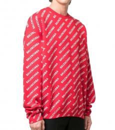 Red Allover Logo Sweater