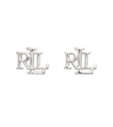 Ralph Lauren Silver Logo Stud Earrings