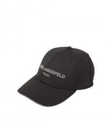 Karl Lagerfeld Black Embroidered Logo Baseball Cap