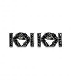 Karl Lagerfeld Black Logo Stud Earrings