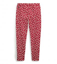 Ralph Lauren Girls Red Floral Stretch Jersey Leggings
