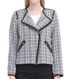 Calvin Klein Multi color Asymmetric Zip Plaid Jacket