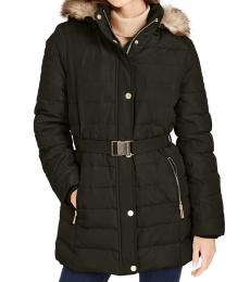 Michael Kors Olive Petite Hooded Down Puffer Coat