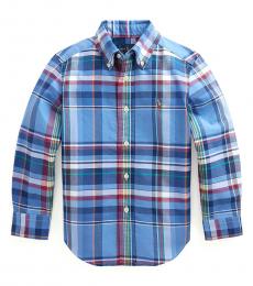 Ralph Lauren Little Boys Blue Red Multi Plaid Shirt
