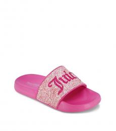 Juicy Couture Girls Pink Melrose Ave Glitter Slides