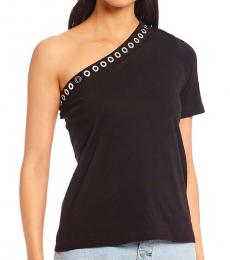 Michael Kors Black Asymmetrical One Shoulder Top