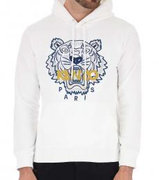 White Embroidered Tiger Hoodie