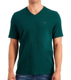 Bottle Green Solid V-Neck T-Shirt