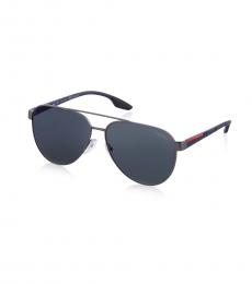Prada Navy Blue Silver Pilot Sunglasses