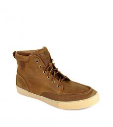 Ralph Lauren Tan Tedd Leather High Top Sneaker