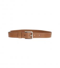 Dolce & Gabbana Brown Silver Buckle Logo Wide Belt