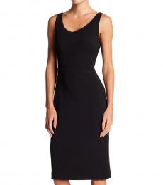Betsey Johnson Black Crepe Scoop Neck Midi Dress