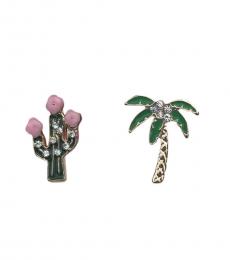 Multi color Palm Tree Cactus Earrings