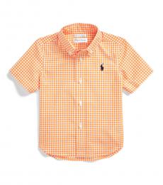 Ralph Lauren Baby Boys Orange/White Gingham Shirt